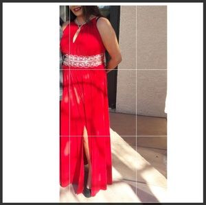 sleeveless keyhole beaded waist jersey dress